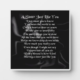 Plaque Poem Soeur - Noir Conception Soie