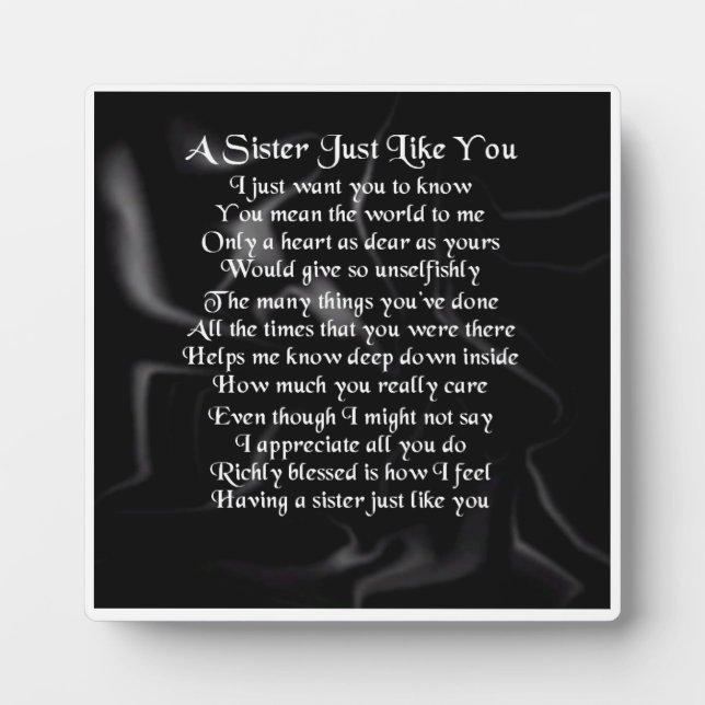 Plaque Poem Soeur - Noir Conception Soie (Devant)
