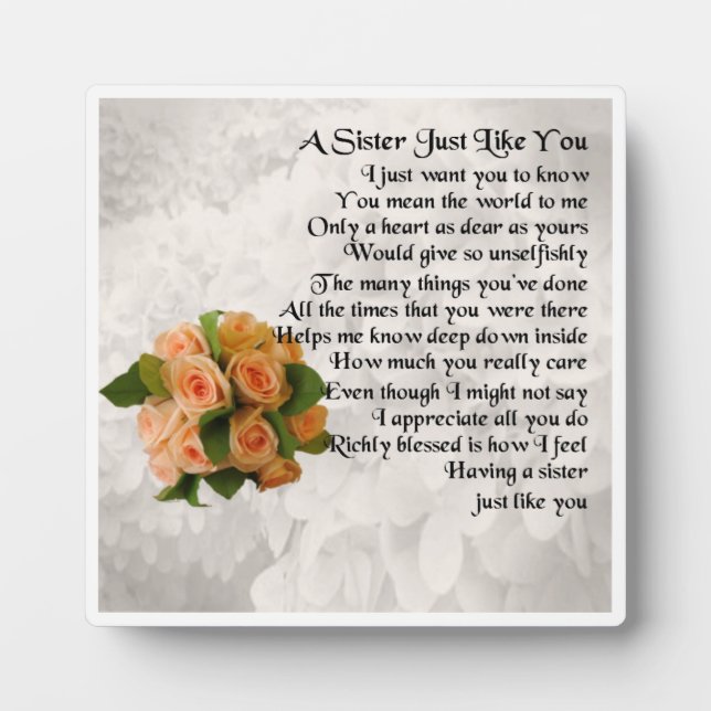 Plaque Poem Soeur - Poche Rose Design (Devant)