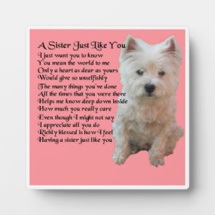 Plaque Poem Soeur - Westie Design