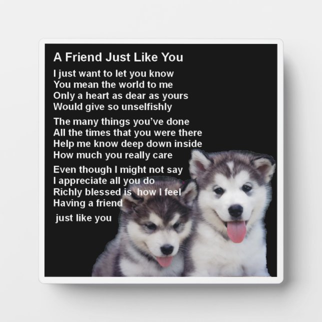 Plaque poème ami - Chiens Husky Design (Devant)