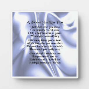 Plaque poème ami - Design en soie bleue