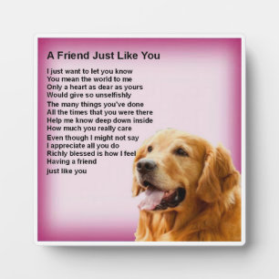 Plaque poème ami - Golden Retriever Design