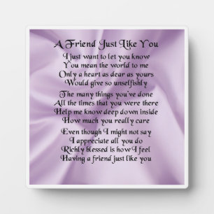 Plaque poème ami - Lilac Silk Design