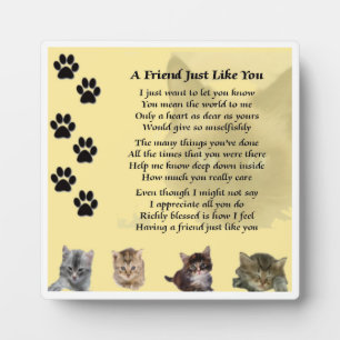 Plaque poème de l'ami - Design de chat