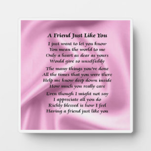 Plaque poème de l'ami - Design en soie rose