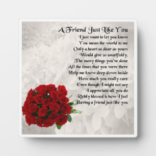 Plaque poème de l'ami - Roses rouges Design