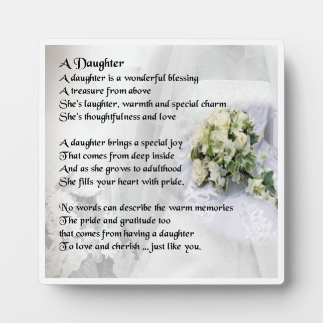 Plaque poème fille - Conception Mariage (Devant)