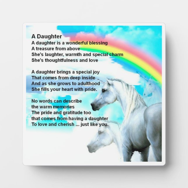 Plaque poème fille - Conception Unicorne (Devant)