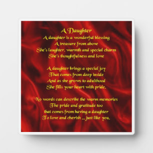 Plaque poème fille - Design en soie rouge