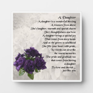 Plaque poème fille - Design Rose violet