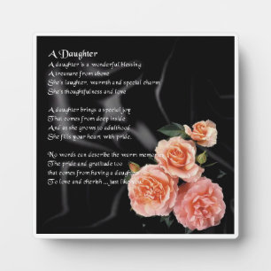 Plaque poème fille - Rose en noir design