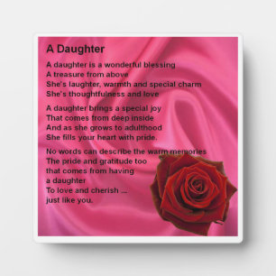 Plaque poème fille - Soie rose et design Rose