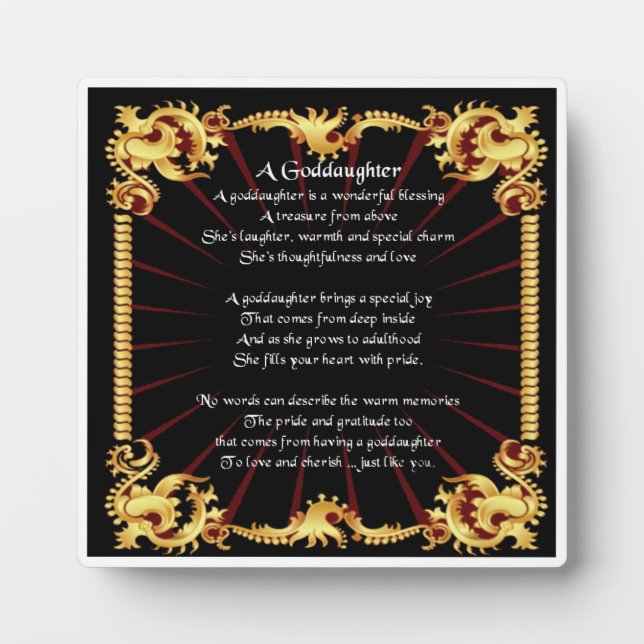 Plaque poème Godgirl - Design noir (Devant)
