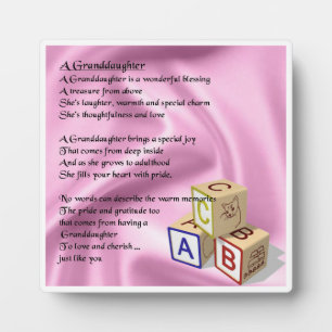Plaque Poème Grandgirl - Blocs bébé Design