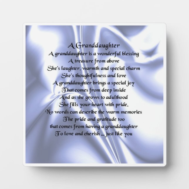 Plaque poème Grandgirl - Design en soie bleue (Devant)