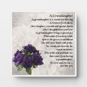 Plaque Poème Grandgirl - Design Rose violet