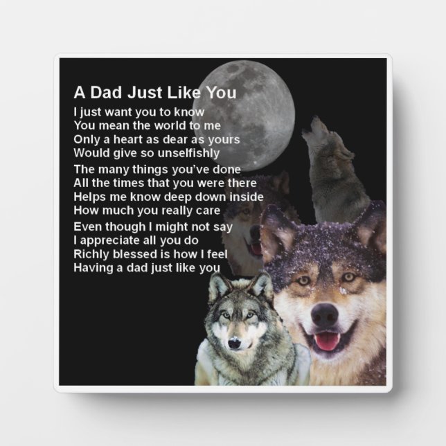 Plaque poème papa - Design Wolf (Devant)