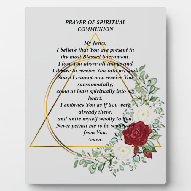 Plaque "Prière de communion spirituelle" (Devant)