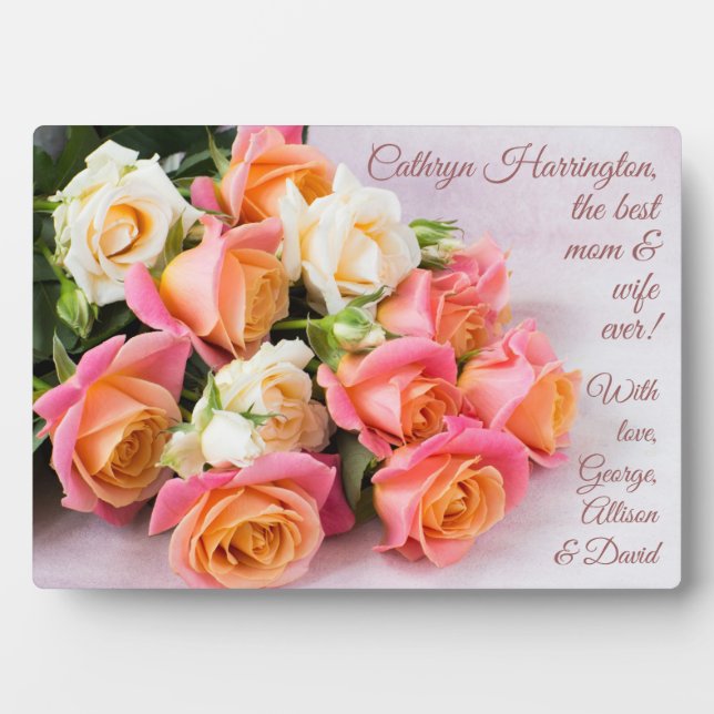 Plaque Rose texte personnalisée (Devant)