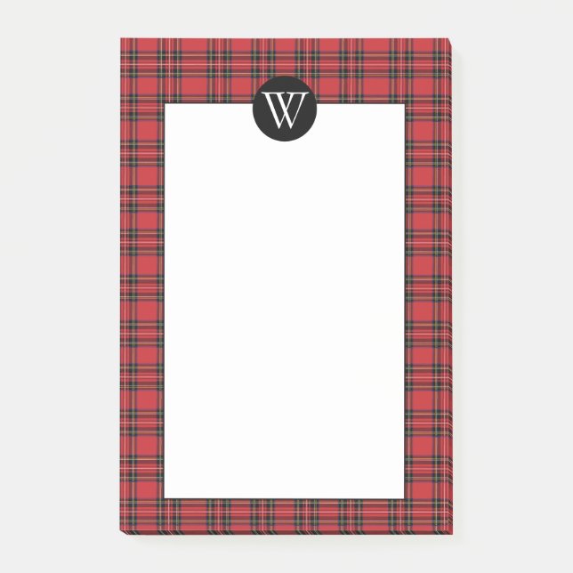 Plaqué rouge classique avec Monogram Post-It Notes (Devant)