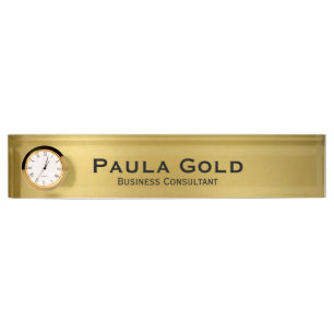 Plaque rouge or avec horloge