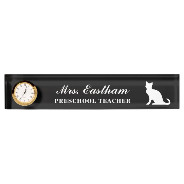 Plaque signalétique du bureau de l'horloge du chat (Devant)