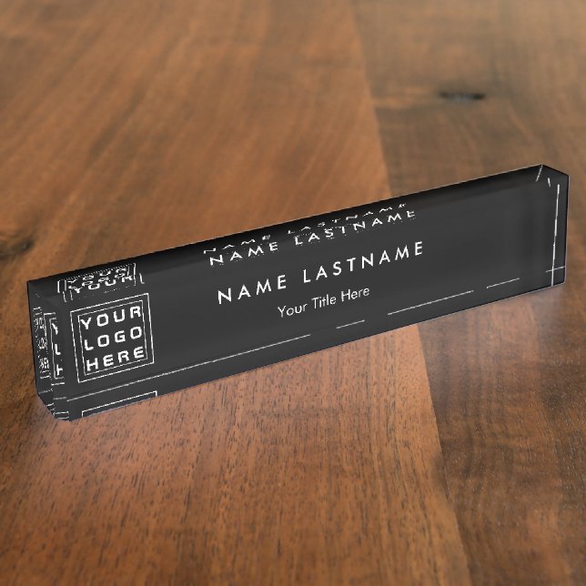 Plaque signalétique élégante du bureau noir du log (Taille)