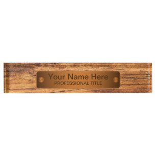 Plaque signalétique en bois de barre d'en cuivre