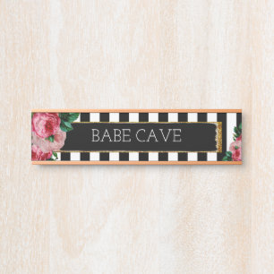 Plaque signalétique florale et rayée personnalis
