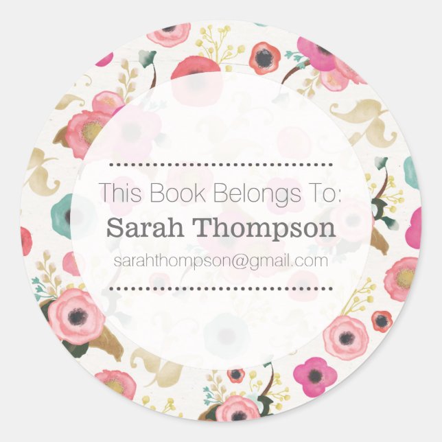 Plaque Stickers Nom de l'école Motif floral (Devant)