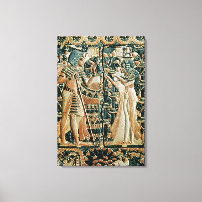 Plaque vom Deckel des Koffers zeigt Leinwanddruck (Vorderseite)