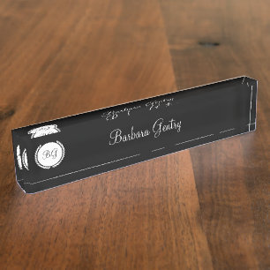 Plaques de bureau Monogramme pour dames classique
