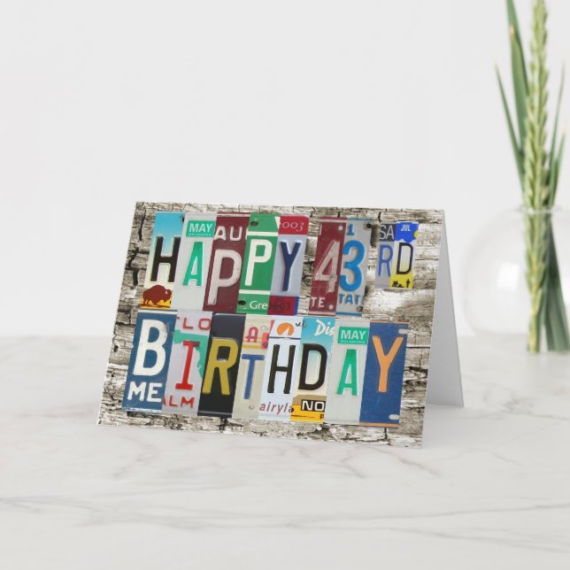Plaques de permis Bonne 43e carte d'anniversaire (Devant)