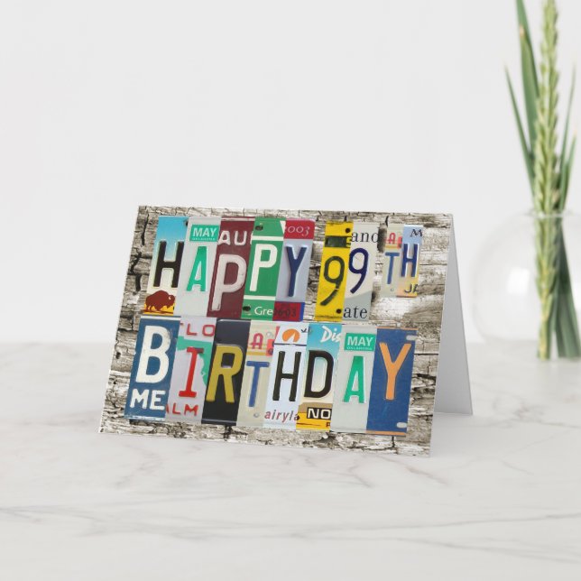Plaques de permis Bonne carte d'anniversaire 99e (Devant)