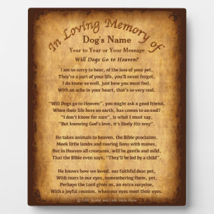 Plaques de poème personnalisées "Les chiens iront-