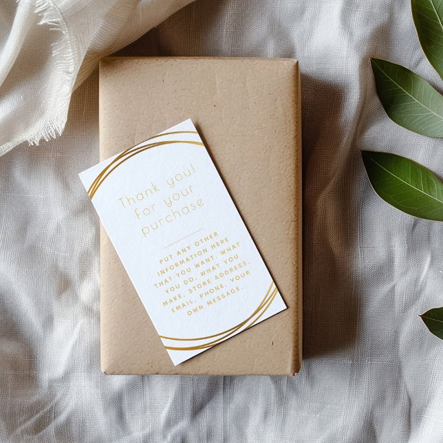 Plaques d'or insérez la carte pour les commandes c (Gold rings insert Card for customer orders saying "Thank you for your purchase")