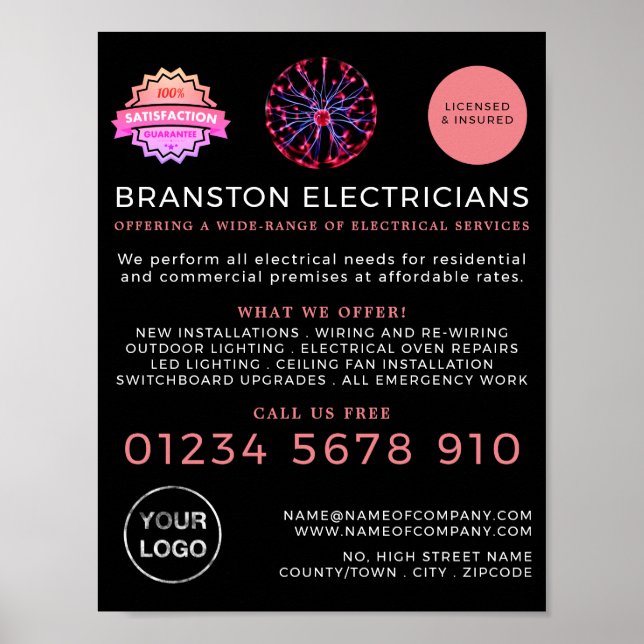 Plasma-Ball, elektrische Werbung Poster (Vorne)