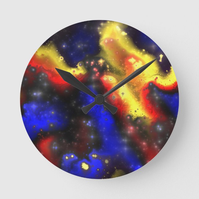 Plasma-Fraktal Runde Wanduhr (Vorderseite)