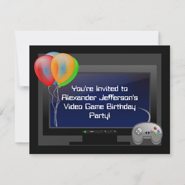 Plasma Vidéo Jeu Jeu Anniversaire Fête Invitation (Devant)