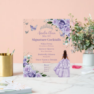 Plasseur violet Floral Quinceanera Cocktails Menu