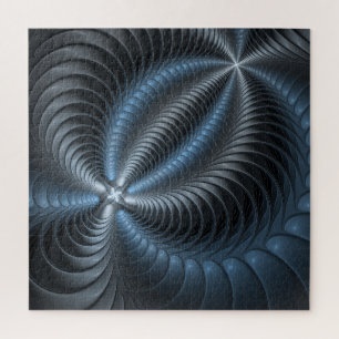 Plastic Blue Gray 3D Fraktal Kunst Modernes Abstra