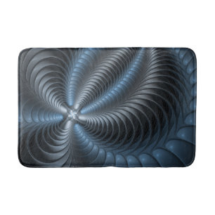 Plastic Blue Gray 3D Fraktal Kunst Modernes Abstra Badematte