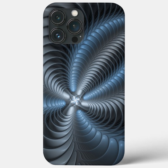 Plastic Blue Gray 3D Fraktal Kunst Modernes Abstra Case-Mate iPhone Hülle (Rückseite)