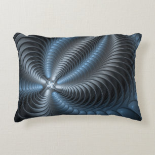 Plastic Blue Gray 3D Fraktal Kunst Modernes Abstra Dekokissen