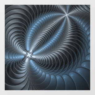 Plastic Blue Gray 3D Fraktal Kunst Modernes Abstra Fensteraufkleber