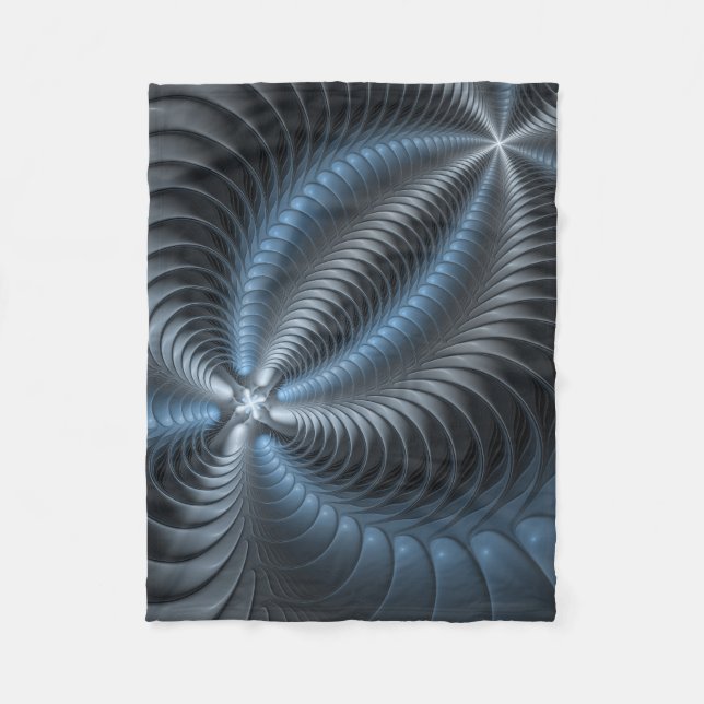 Plastic Blue Gray 3D Fraktal Kunst Modernes Abstra Fleecedecke (Vorderseite)