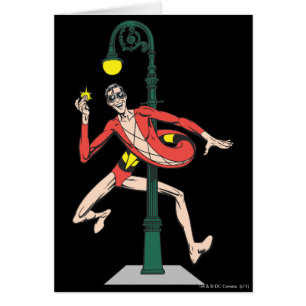 Plastic Man umwickelt Straßenlaterne