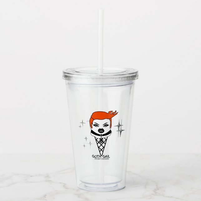 Plastic tumbler with lid GOTH GAIL Creamy dreamies Acryltrinkbecher (Vorderseite)