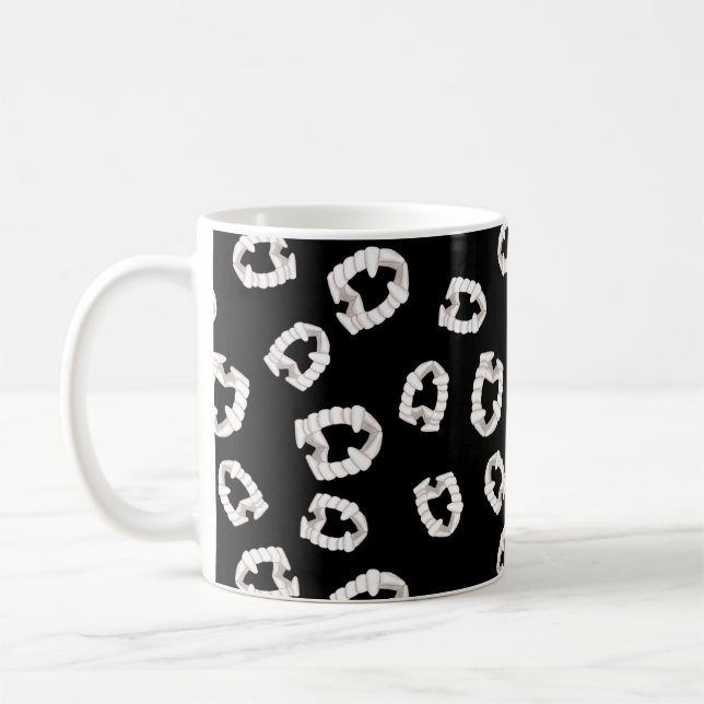 Plastic Vampire Teeth - Black Coffee Tasse (Links)